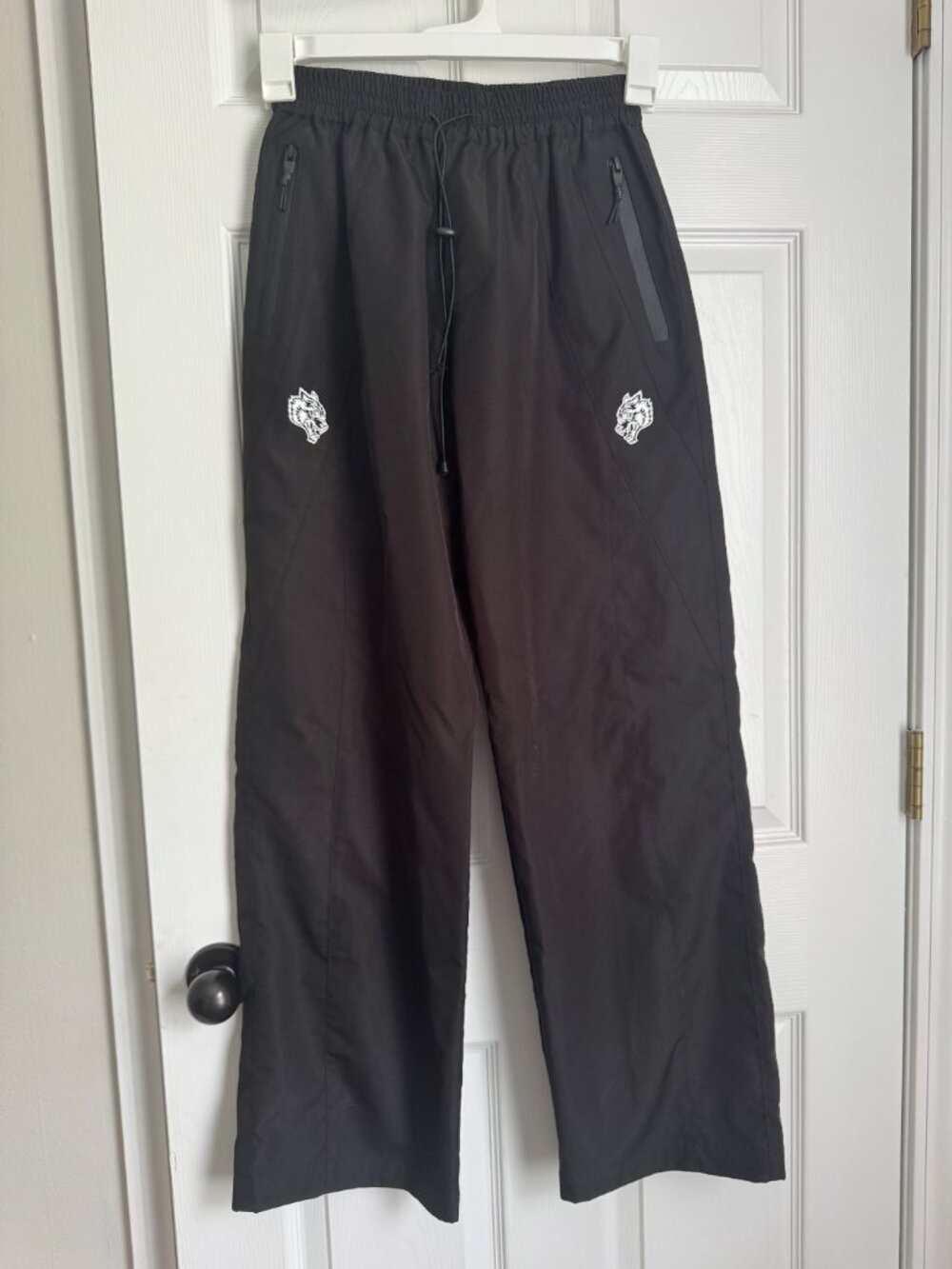 Dual Wolf Chopper Brolic Unisex Track Pants in Black/Black - XS